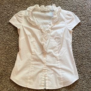 Loft white ruffle blouse